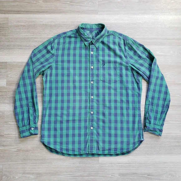 AE Athletic Fit Plaid Button Down Shirt - Picture 5 of 7